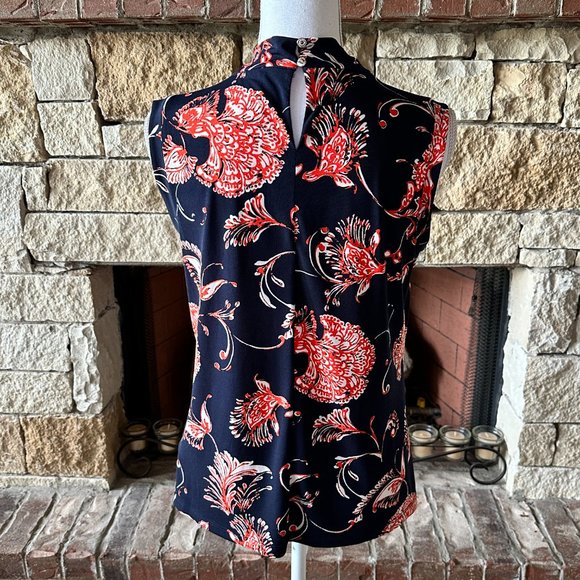 Tommy Hilfiger Floral Twist Front Sleeveless Tank Shell Top Women's Medium - Picture 2 of 7